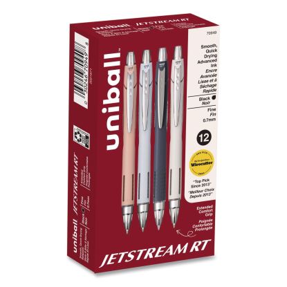 Jetstream RT Ballpoint Pen, Retractable, Fine 0.7 mm, Black Ink, Assorted Barrel, 12/Pack1