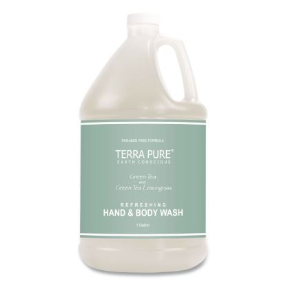 Terra Pure Body Wash Gallon, Green Tea and Lemongrass Scent, 1 gal Bottle1