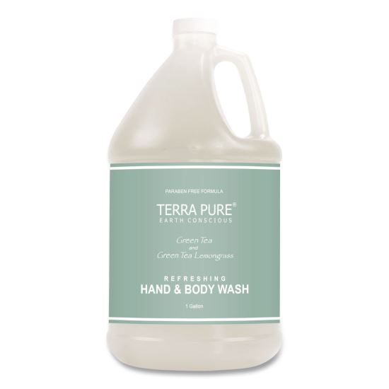 Terra Pure Body Wash Gallon, Green Tea and Lemongrass Scent, 1 gal Bottle1