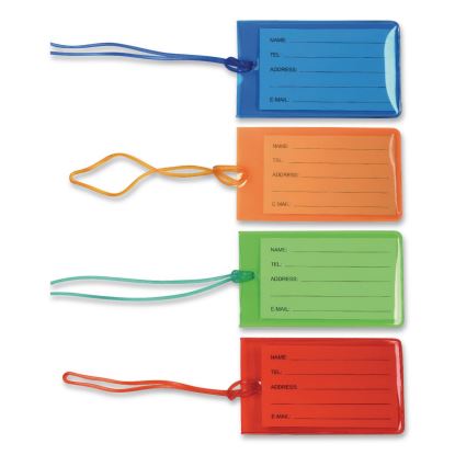 Luggage Tags 4.1 x 2.3, PVC, Assorted Colors, 4/Pack1
