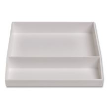 Divided Stackable Plastic Tray, 2 Compartments, 9.44 x 9.84 x 1.77, White1