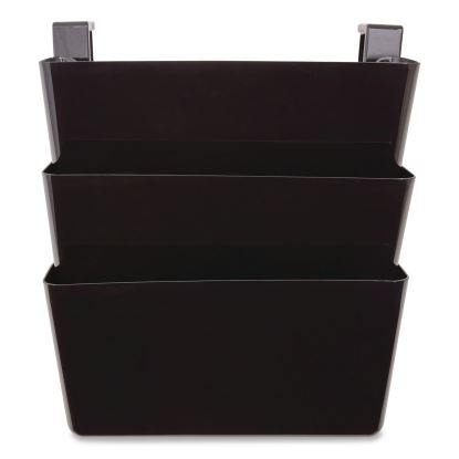 3-Pocket Plastic Letter Wall File, Black, 3/Pack1