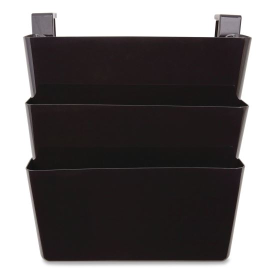 3-Pocket Plastic Letter Wall File, Black, 3/Pack1
