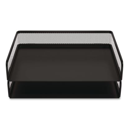 Wire Mesh Stackable Letter Tray, 1 Section, Letter Size, 13.39 x 10.43 x 2.95, Matte Black, 2/Pack1