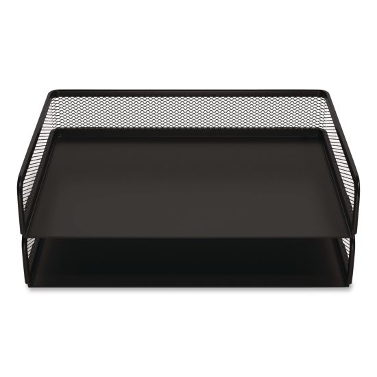 Wire Mesh Stackable Letter Tray, 1 Section, Letter Size, 13.39 x 10.43 x 2.95, Matte Black, 2/Pack1