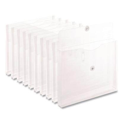 Moisture Resistant Expanding Wallet, 1" Expansion, 1 Section, String-and-Button Closure, Letter Size, Clear, 10/Pack1