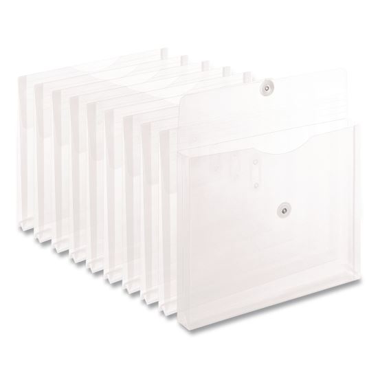 Moisture Resistant Expanding Wallet, 1" Expansion, 1 Section, String-and-Button Closure, Letter Size, Clear, 10/Pack1