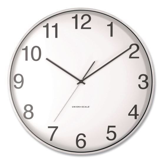 Essentials Wall Clock, 16" Overall Diameter, Silver Case, 1 AA Battery (sold separately)1