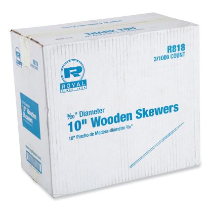 Wooden Skewers, 10", Natural, 1,000/Box, 3 Boxes/Carton1