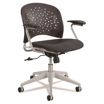 Reve Round Back Task Chair, Supports Up to 250 lb, 18" to 22.5" Seat Height, Black Seat/Back, Silver Base1