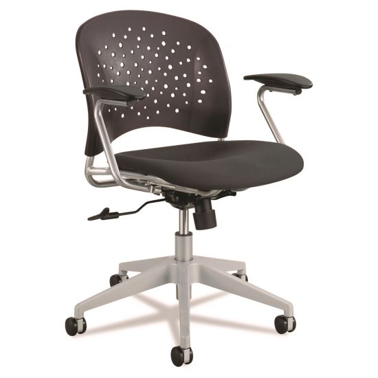 Reve Round Back Task Chair, Supports Up to 250 lb, 18" to 22.5" Seat Height, Black Seat/Back, Silver Base1