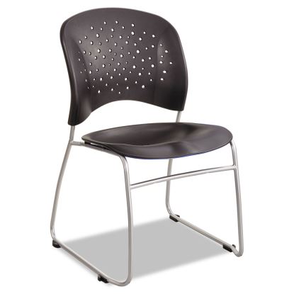 Reve Guest Chair with Sled Base, 19.75" x 23.5" x 33.5", Black Seat, Black Back, Silver Base, 2/Carton1