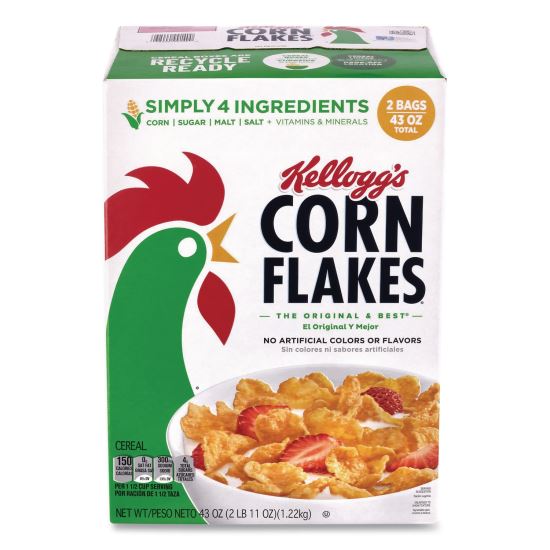 Corn Flakes Cereal,  2 Bags/Box,  43 oz Box1