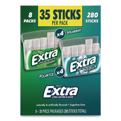 Extra Polar Ice and Spearmint Sugar-Free Gum Variety Pack, Polar Ice/Spearmint, 35 Sticks/Pack, 8 Packs/Carton1