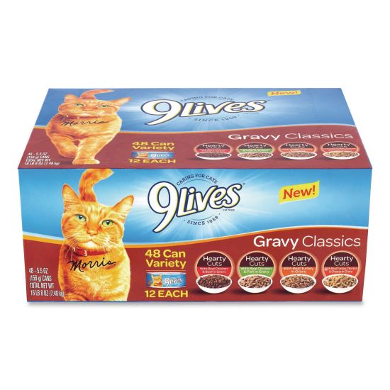 Gravy Classics Wet Cat Food Variety Pack, Assorted Flavors, 5.5 oz Can, 48/Carton1
