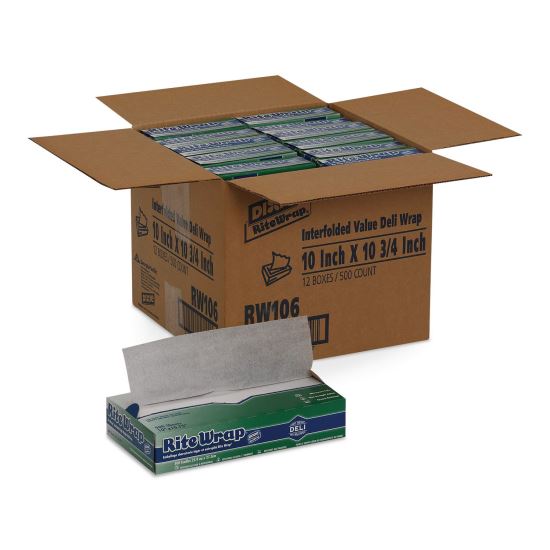 Rite-Wrap Dry Wax Lightweight Deli Paper, 10 x 10.75, 500 Sheets/Pack, 12 Packs/Carton1