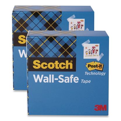 Wall-Safe Tape, 1" Core, 0.75" x 1,296", Clear, 2/Pack1