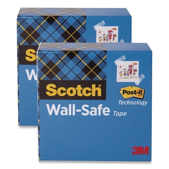 Wall-Safe Tape, 1" Core, 0.75" x 1,296", Clear, 2/Pack1