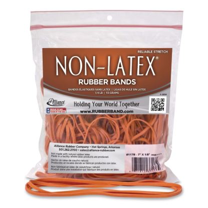 Non-Latex Rubber Bands, Size 117B, Orange, 63/Pack1