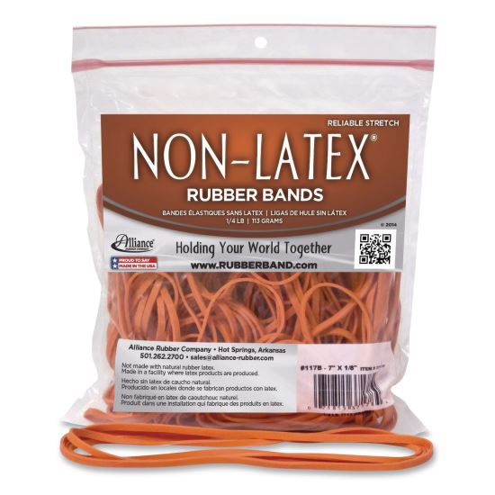 Non-Latex Rubber Bands, Size 117B, Orange, 63/Pack1