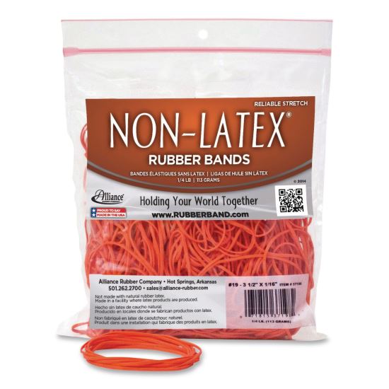 Non-Latex Rubber Bands, Size #19, Orange, 360/Pack1