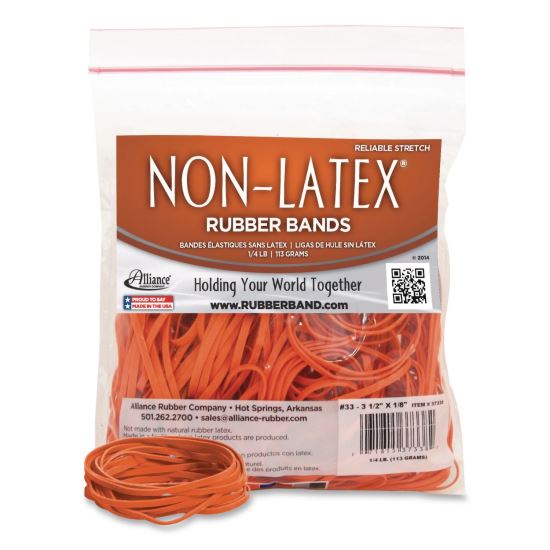 Non-Latex Rubber Bands, Size 33, Orange, 180/Pack1