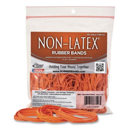 Non-Latex Rubber Bands, Assorted Sizes, Orange, 125/Pack1