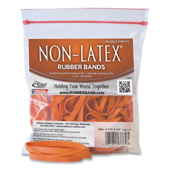 Non-Latex Rubber Bands, Size 64, Orange, 95/Pack1