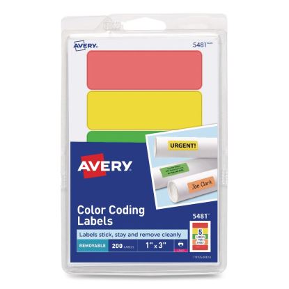 Color Coding Labels, 1 x 3, Assorted Colors, 5/Sheet, 40 Sheets/Pack1
