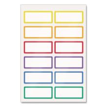 No-Iron Fabric Labels, Rainbow Border, Handwrite Only, 0.75 x 1.75, White, 12/Sheet, 2 Sheets/Pack1