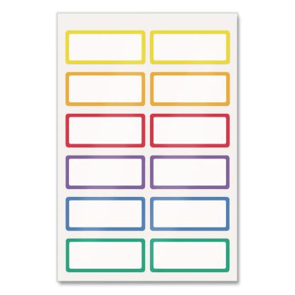No-Iron Fabric Labels, Rainbow Border, Handwrite Only, 0.75 x 1.75, White, 12/Sheet, 2 Sheets/Pack1