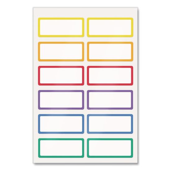 No-Iron Fabric Labels, Rainbow Border, Handwrite Only, 0.75 x 1.75, White, 12/Sheet, 2 Sheets/Pack1
