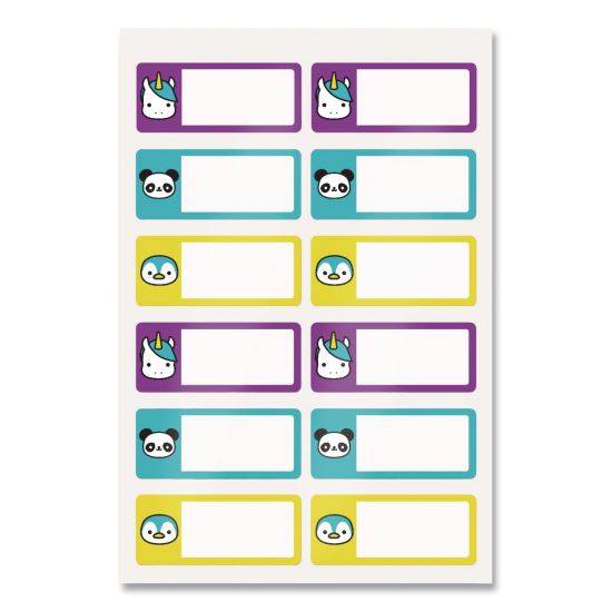 No-Iron Fabric Labels, Character/Colored Border, Handwrite Only, 0.75 x 1.75, White, 12/Sheet, 2 Sheets/Pack1