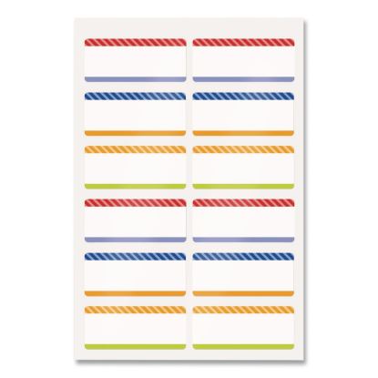 No-Iron Fabric Labels, Multicolored Border, Handwrite Only, 0.75 x 1.75, White, 12/Sheet, 2 Sheets/Pack1