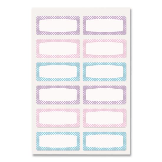 No-Iron Fabric Labels, Pastel Borders, Handwrite Only, 0.75 x 1.75, White, 12/Sheet, 2 Sheets/Pack1