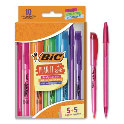 Plan It Sets Ballpoint Pen and Highlighter Pack, Assorted Colors, (5) Highlighters, (5) Pens1