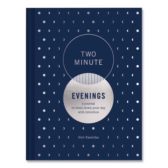 Guided Journal: Two Minute Evenings - Wind Down Your Day by Neil Pasricha, Blue/Silver Cover, (152) 6.25 x 4.75 Sheets1