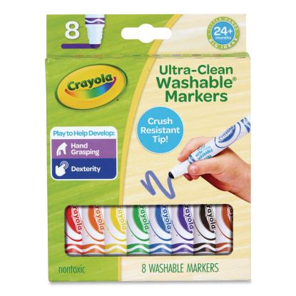 Toddler Friendly Ultra-Clean Washable Markers, Broad Crush-Resistant Dot Tips, Assorted Colors, 8/Pack1