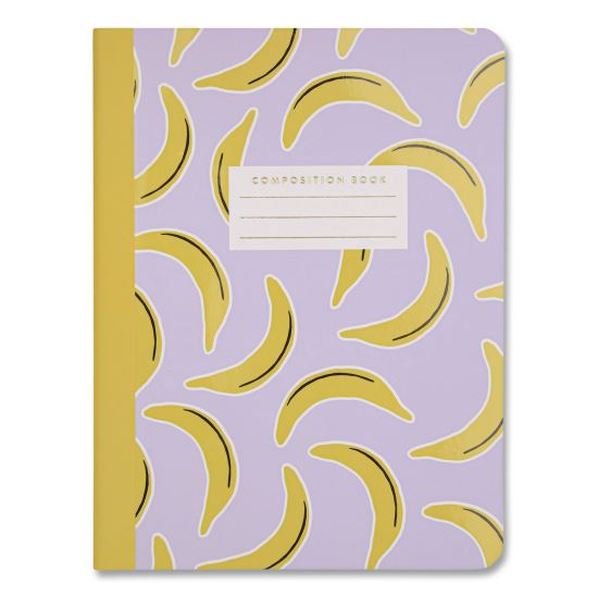 Designer Composition Book, Randomly Assorted Banana and Strawberry Cover Designs, Wide/Legal Rule, (80) 9.75 x 7.5 Sheets1
