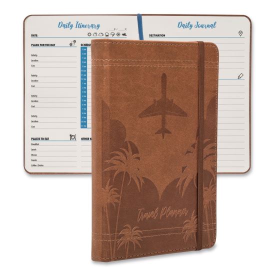 Travel Planner, Three Two Week Trips: 14 Subsections/Trip, Tropical Flight Artwork, 7 x 5, Distressed Brown Cover, Undated1