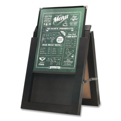 Double Sided A-Frame Chalkboard and Menu Holder, Black/Clear 8.5 x 11 Surface, Black Frame, 11 x 141