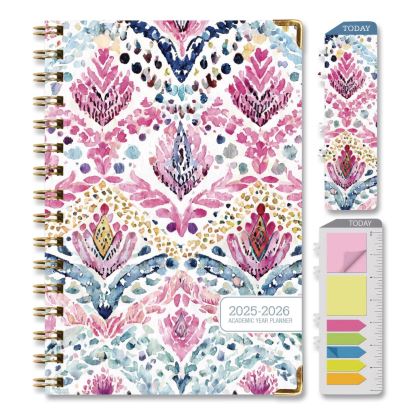 Boho Ikat Academic Year Weekly/Monthly Planner, Floral Artwork, 8 x 5.5, Multicolor Cover, 14-Month: June 2025 to July 20261