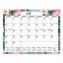 Teal Floral Academic Desk Pad Calendar, 22 x 17, White Sheets, Clear Corners, 14-Month (June to July): 2025 to 20261