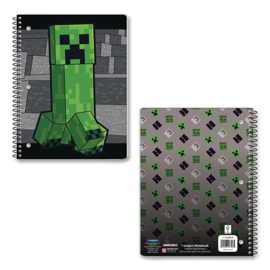 Licensed Spiral Notebook, Minecraft, 1-Subject, Wide/Legal Rule, Multicolor Cover, (70) 10.5 x 8 Sheets1