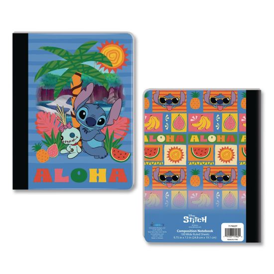 Licensed Composition Book, Disney Stitch - Aloha, Wide/Legal Rule, Multicolor Cover, (100) 9.75 x 7.5 Sheets1