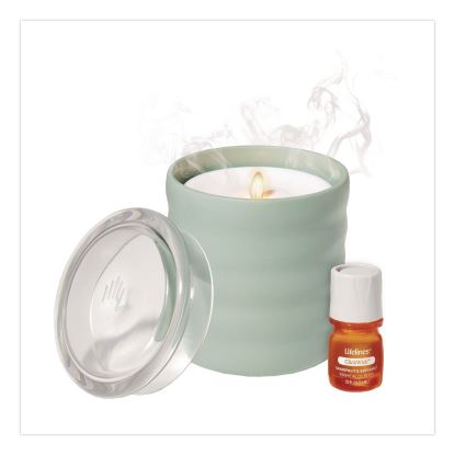 Aromatherapy Essential Oil Flameless Candle Diffuser with Citrus Grove Essential Oil, 5.5 x 5.5 x 5.5, Sage Green1