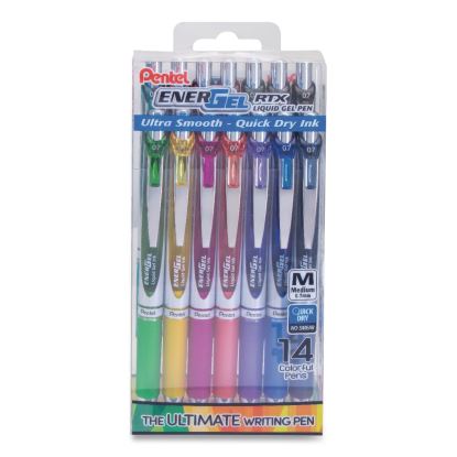 EnerGel RTX Gel Pen, Retractable, Medium 0.7 mm, Assorted Creative Ink and Barrel Colors, 14/Pack1