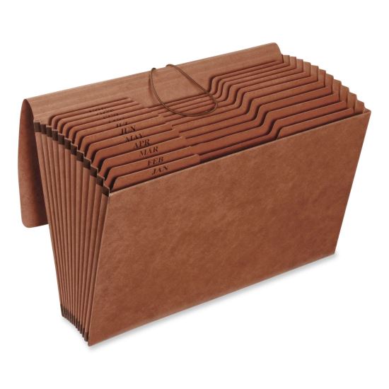 Heavy-Duty Expanding File Monthly Index, 5.25" Expansion, 12 Sections, Elastic Band Closure, 1/3-Cut Tabs, Legal Size, Brown1