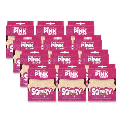Sqeezy Dual Scrubber/Sponge, 4 x 5.3, 3.8" Thick, Pink, 12/Carton1