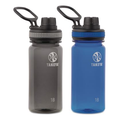 Tritan Plastic Water Bottle, 18 oz, 1 Royal Bottle, 1 Black Bottle, 2/Pack1
